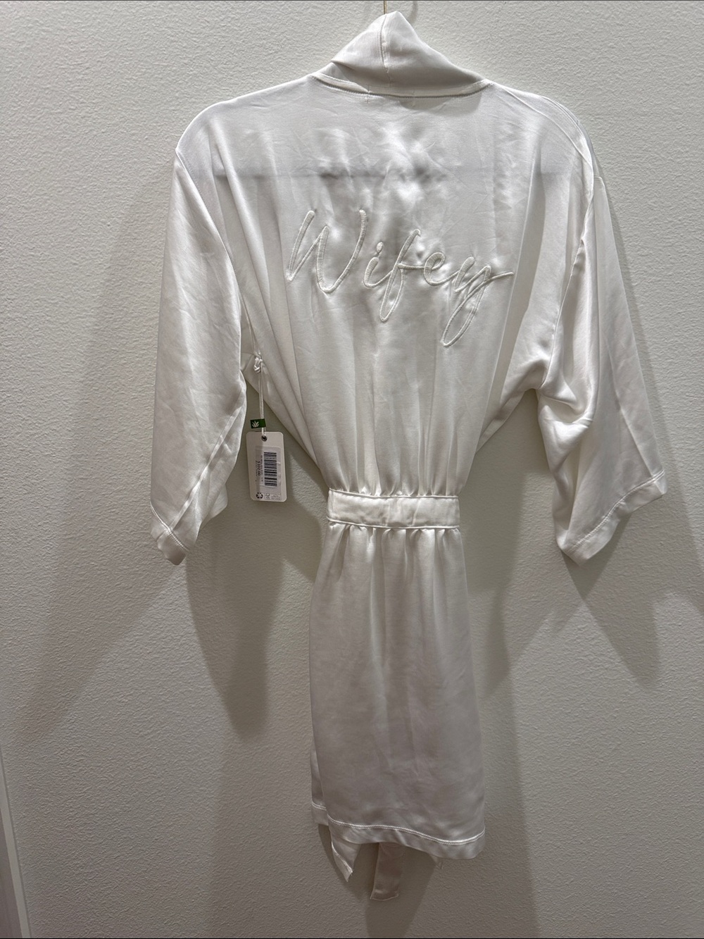 PJ Salvage Satin 'Wifey' Embroidered Robe - White